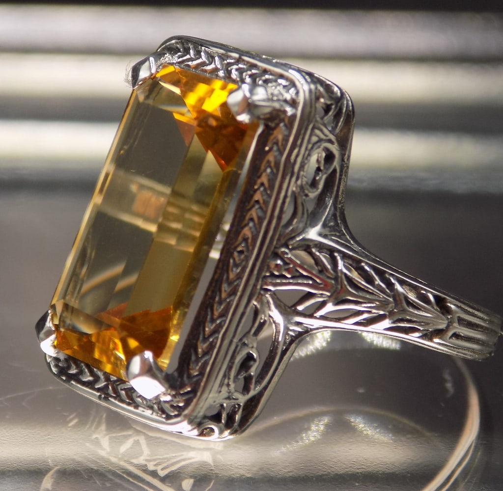 Beautiful 10 ct citrine sterling silver ring - 2