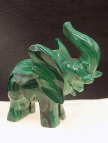 Hand carved natural malachite elephant
