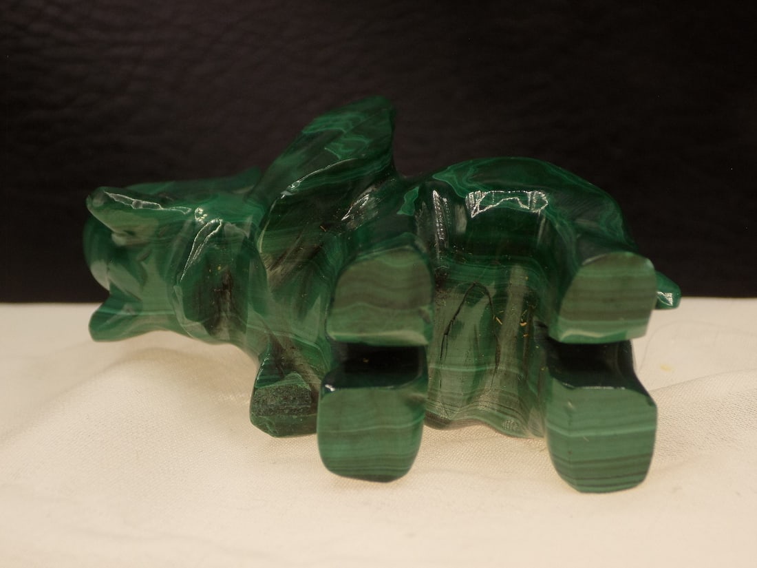 Hand carved natural malachite elephant - 4