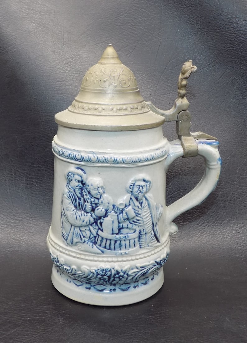 Vintage German beer stein with three dimensional decoration (1 of 10)