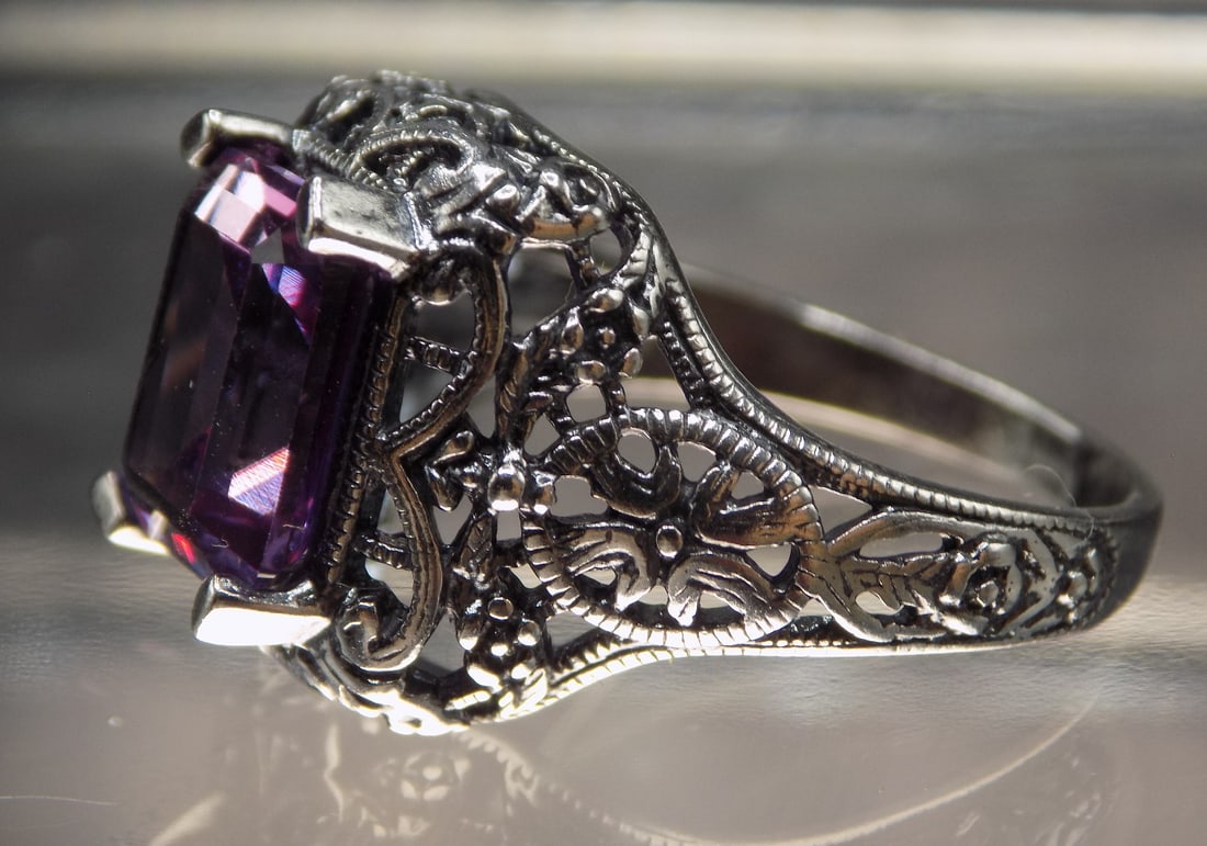 Beautiful 5 ct alexandrite sterling silver ring. - 3