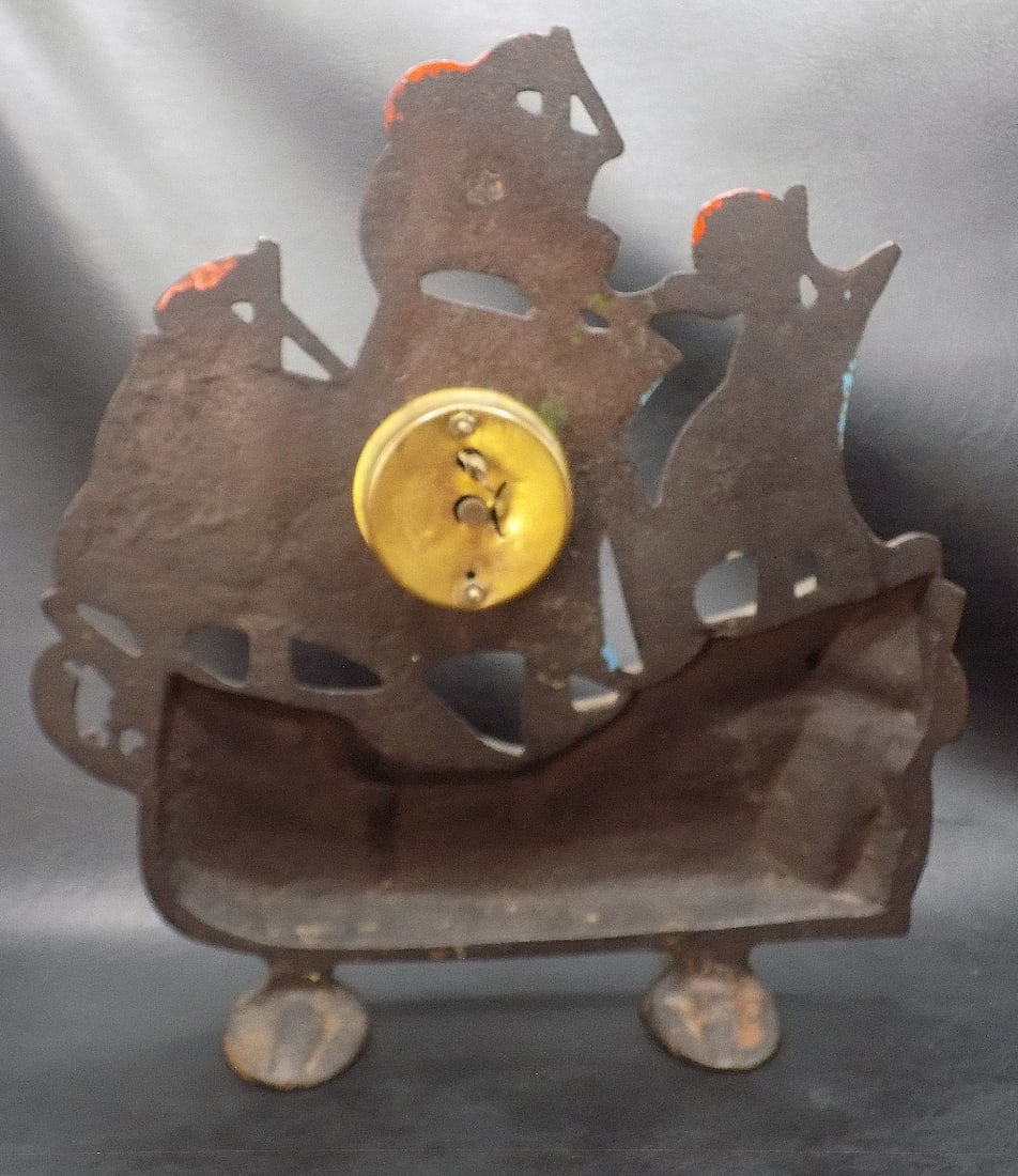 Antique cast iron ship with clock - 3