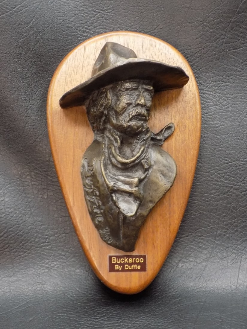 Neat bronze western cowboy plaque Buckaroo by Duffie (1 of 7)