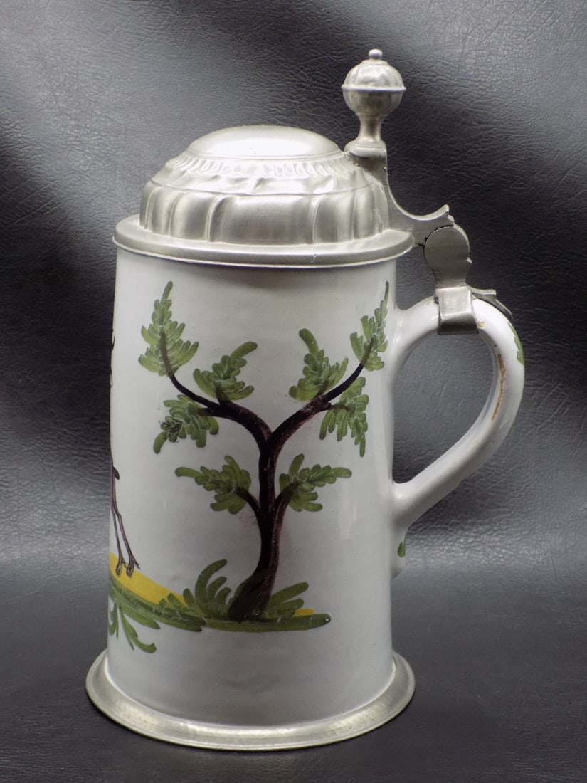 Large vintage hand painted porcelain German beer stein (1 of 9)