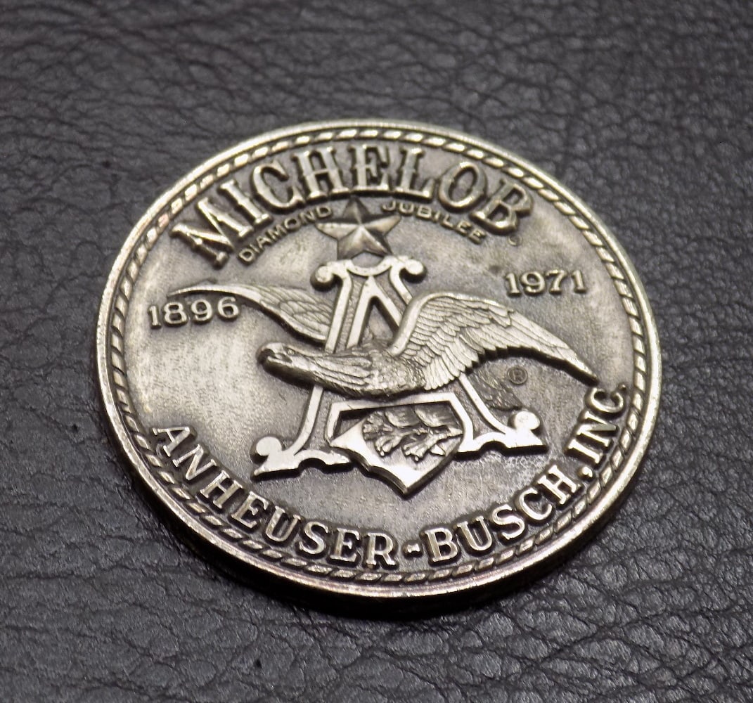 Michelob Diamond Jubilee 1896 – 1971 Anheuser Busch sterling silver medal (1 of 2)