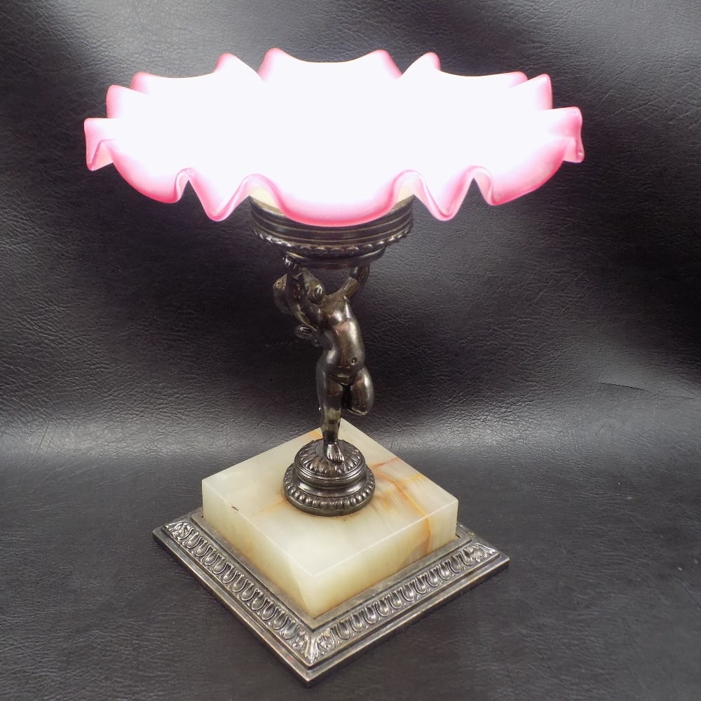 Signed Pairpoint Victorian art glass figural brides bowl (1 of 10)