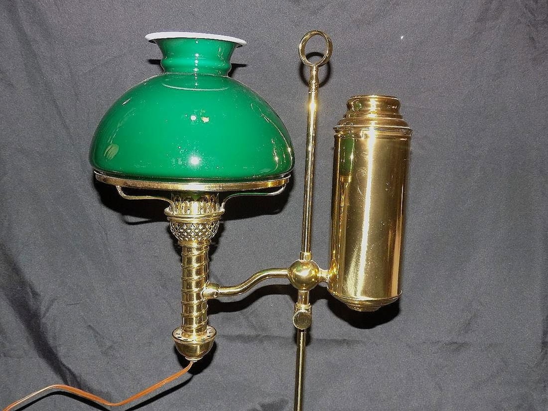 Antique brass kerosene student lamp - 2