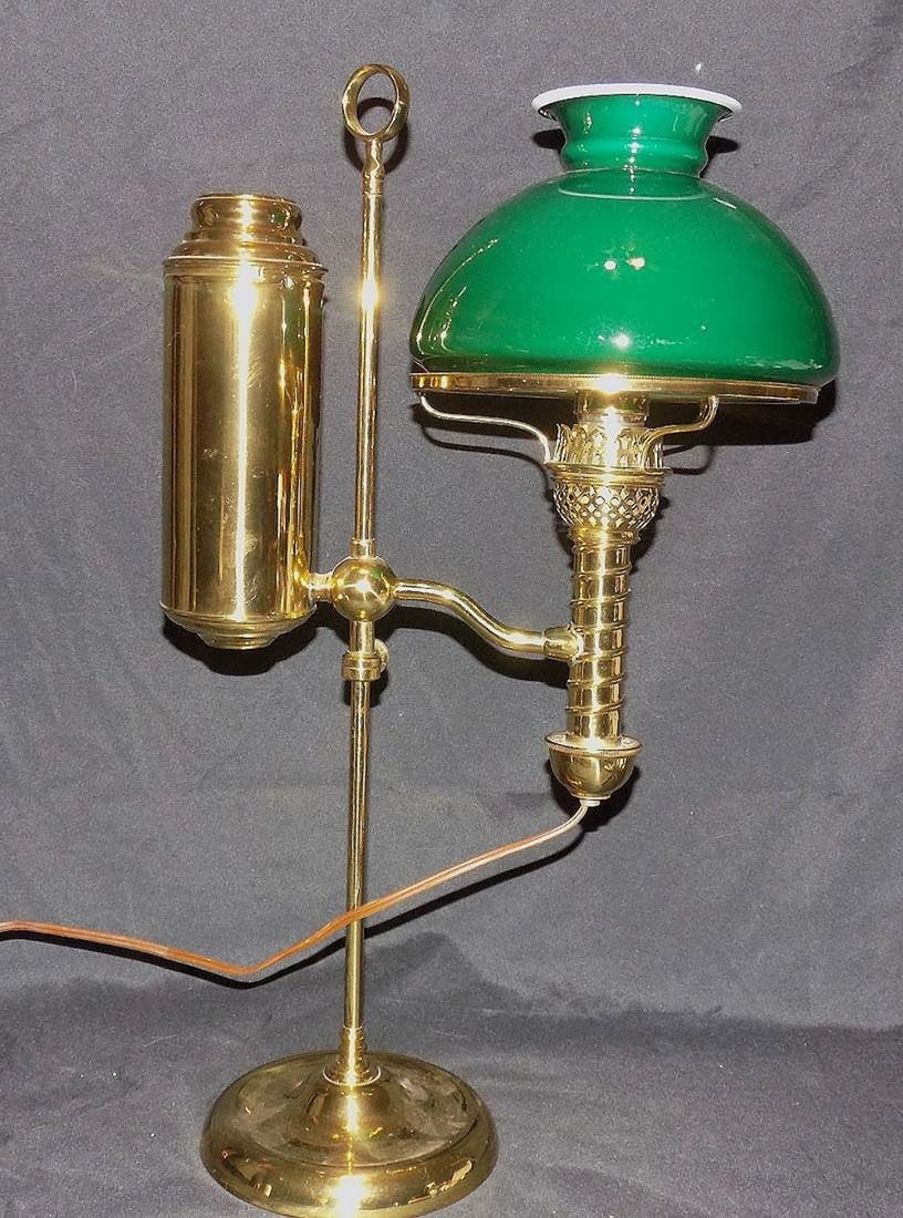 Antique brass kerosene student lamp - 6