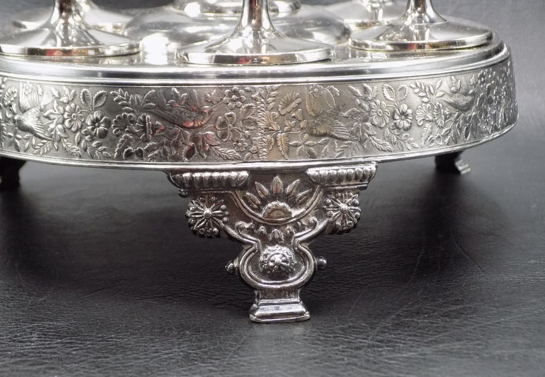 Fancy antique Victorian silverplated egg cruet serving set - 5