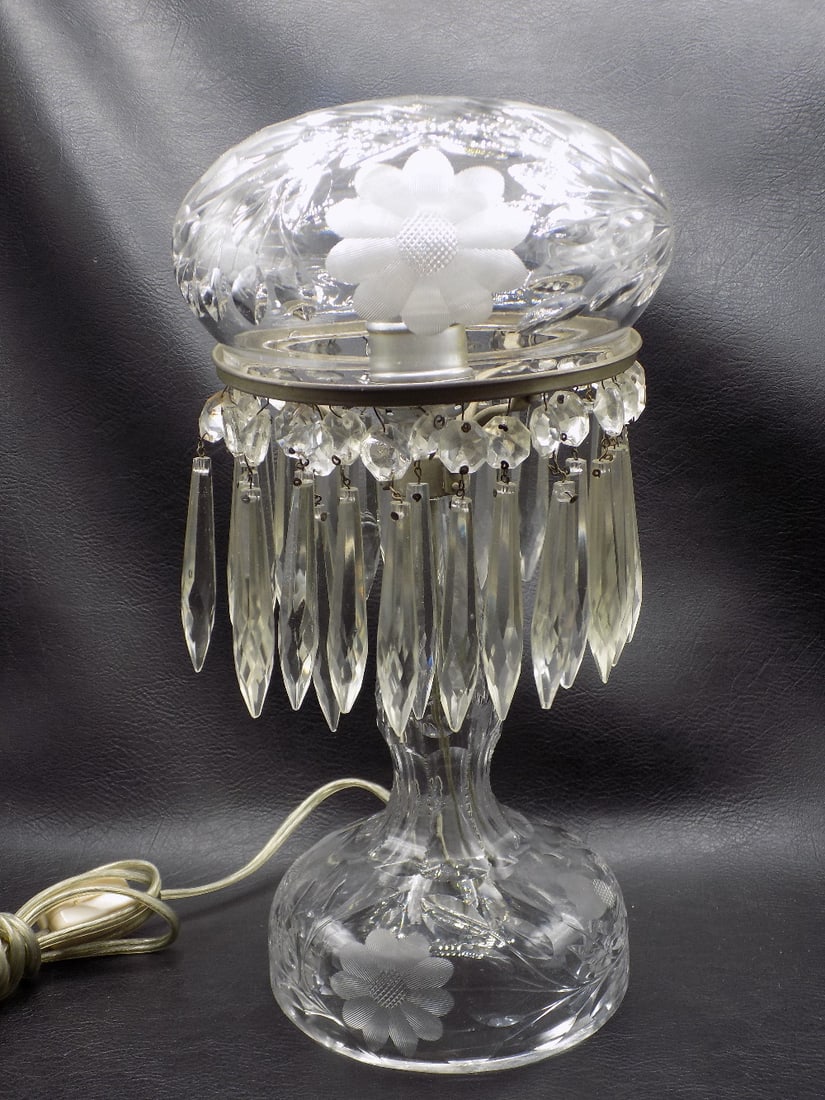 Vintage cut glass table lamp attributed to Pairpoint (1 of 6)