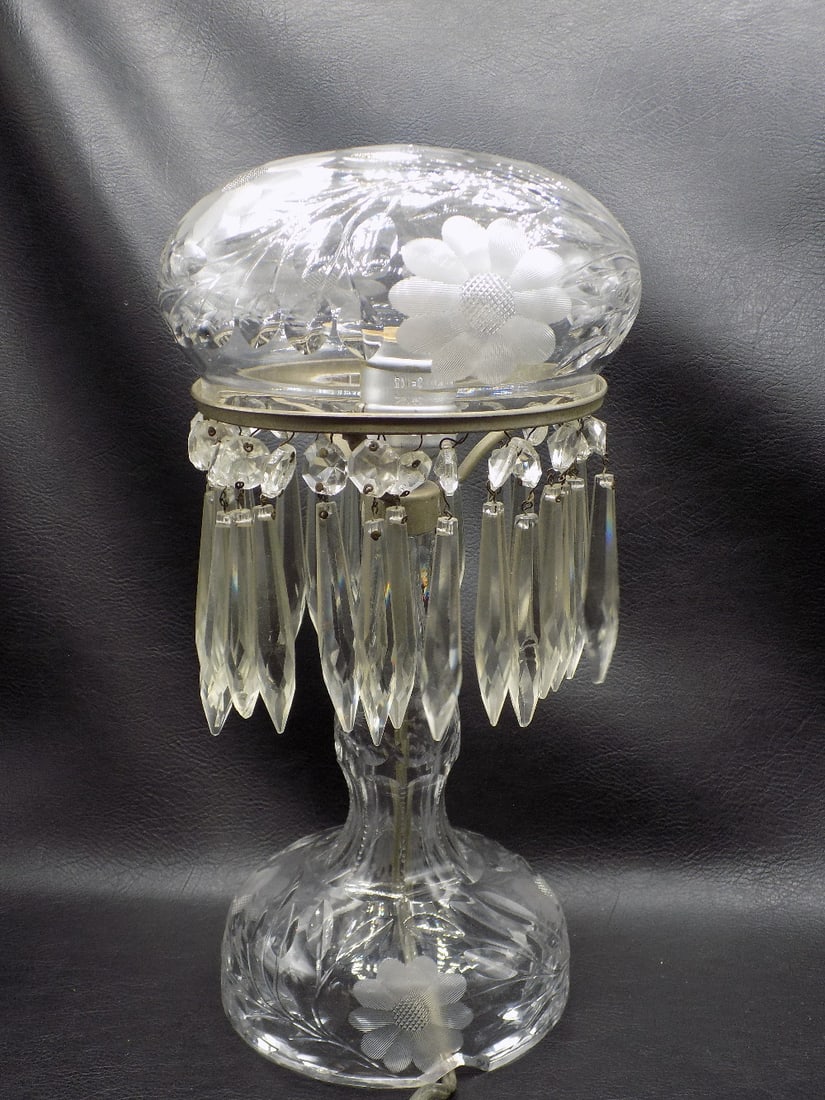 Vintage cut glass table lamp attributed to Pairpoint - 2