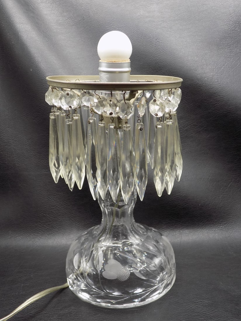 Vintage cut glass table lamp attributed to Pairpoint - 6