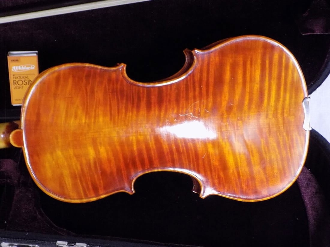 Nice vintage violin tiger maple back with case and bow - 4