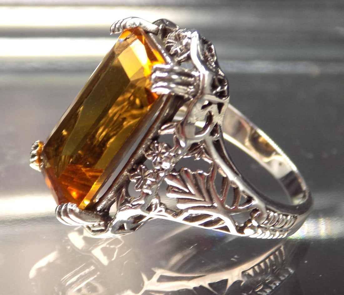 Beautiful 10 ct citrine sterling silver ring - 2