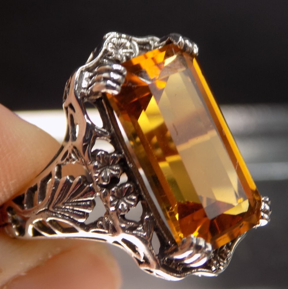 Beautiful 10 ct citrine sterling silver ring - 4