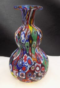 Beautiful vintage Murano Frantelli Toso  millefiori art glass vase