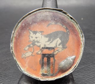 Antique Dexterity Puzzle Hand Held Game Cat and Mouse Trap toy