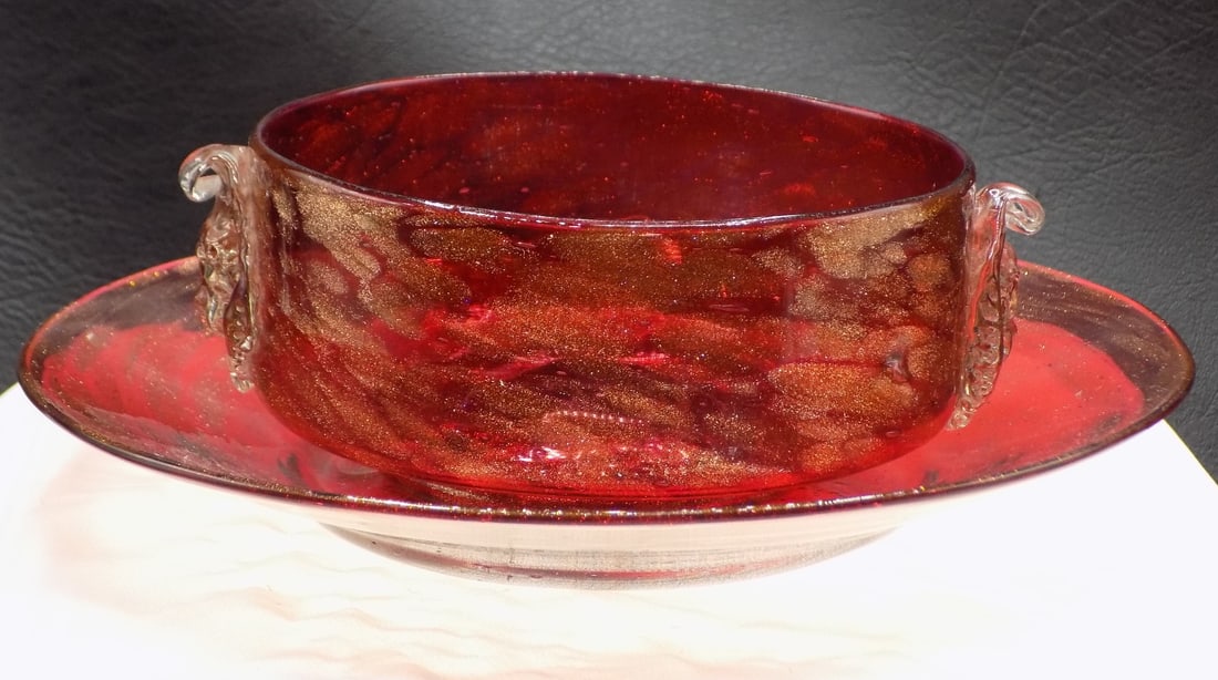 Beautiful vintage Murano art glass bowl and underplate (1 of 7)