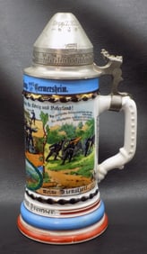 Regimental beer stein with field artillery with Lithophane  Brenner