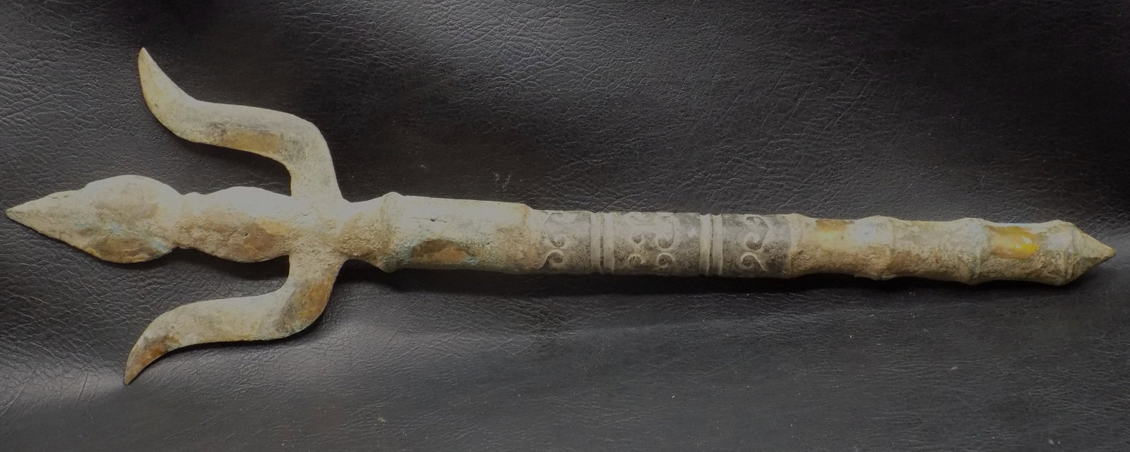 Ancient bronze trident or trishul weapon (1 of 8)