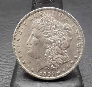 Uncirculated 1891 Morgan silver dollar