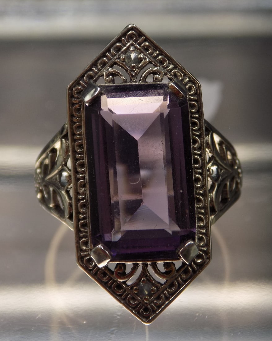 Beautiful 12 cwt amethyst and aquamarine sterling silver ring (1 of 4)