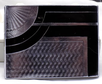 Art Deco  multi color metal business card holder