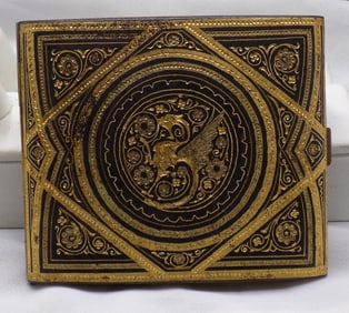 Art Deco multi color metal business card holder