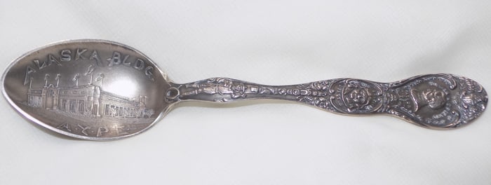 Fancy vintage Alaska Yukon Pacific Expo sterling silver spoon
