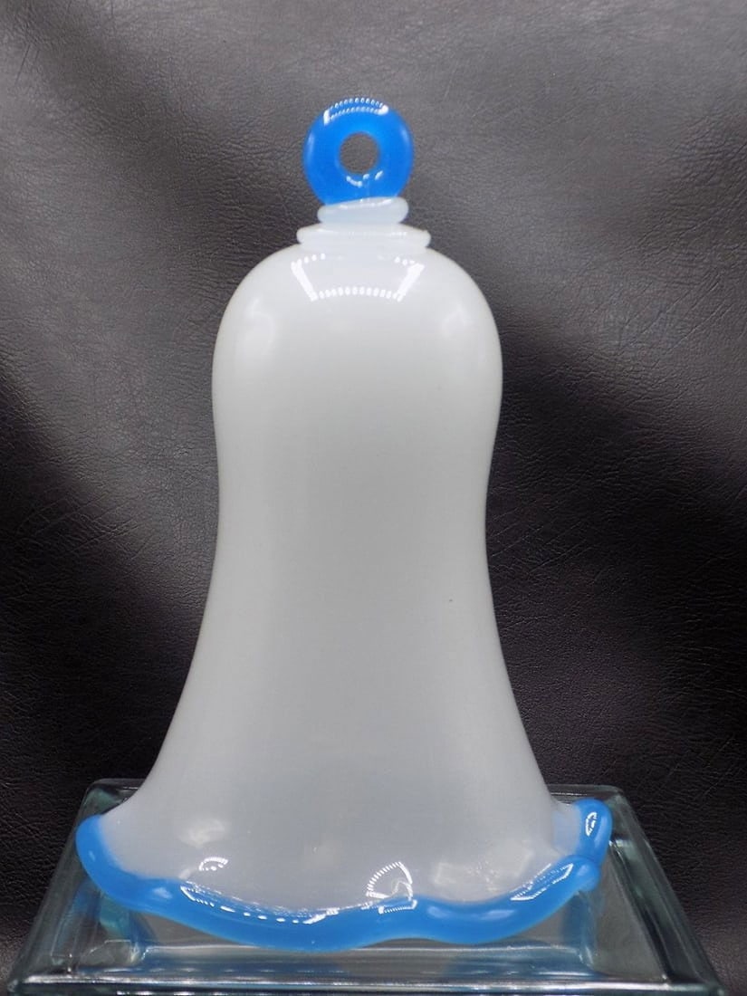 Large vintage art glass hanging lamp smoke bell (1 of 6)