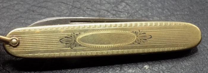 Decorated Art Deco gold fill pocket knife