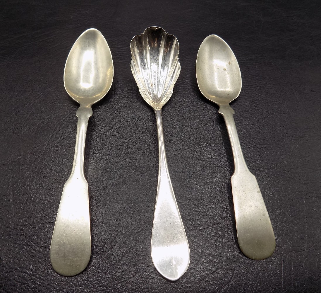 Three antique coin silver spoons (1 of 5)