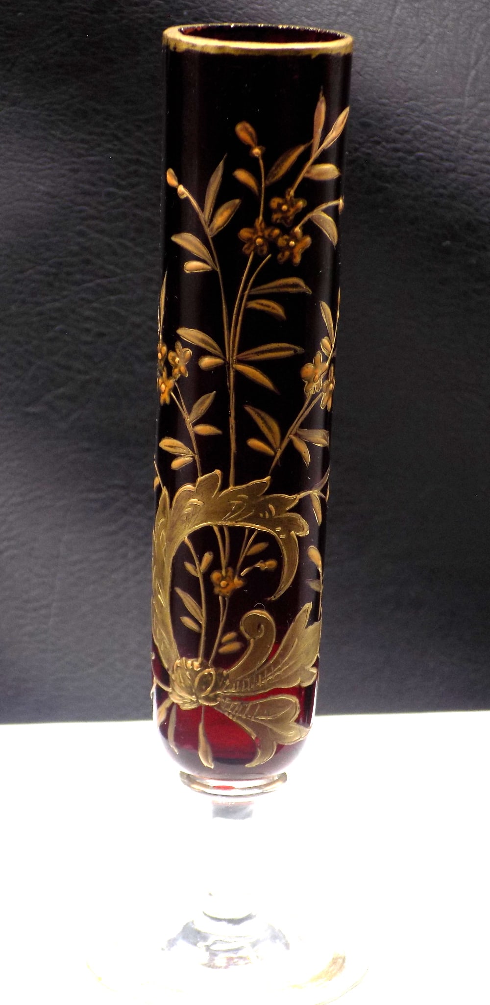 Vintage Moser gold decorated art glass vase (1 of 4)
