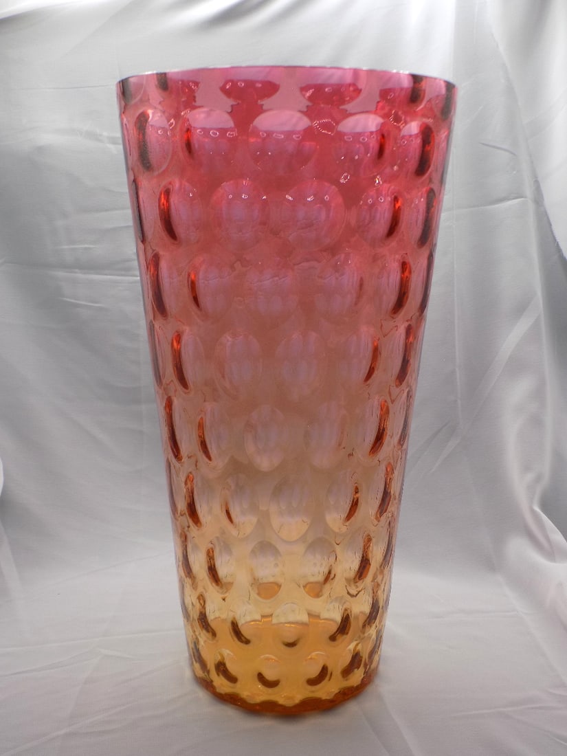 Great very large antique amberina thumbprint art glass vase (1 of 5)