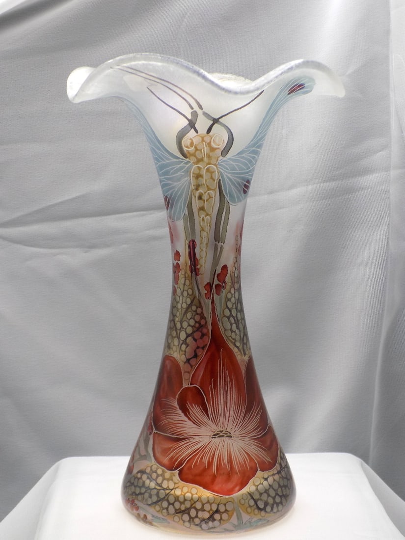 Exquisite vintage art glass vase singed Poschinger 1996 (1 of 6)