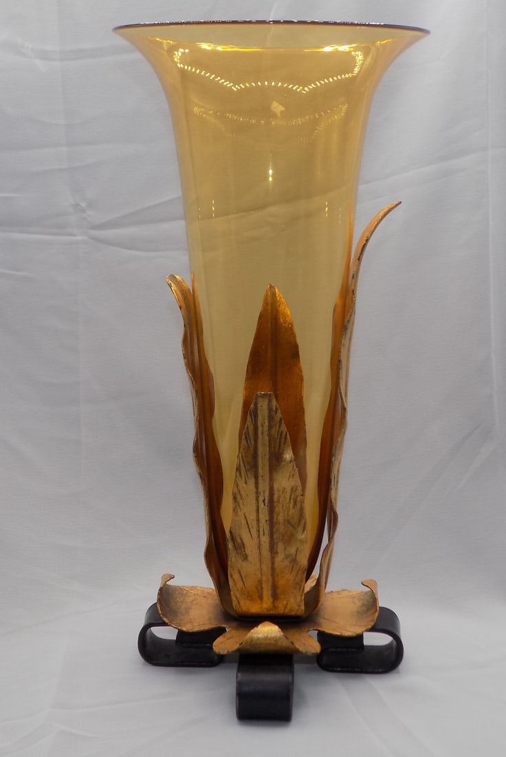 Fabulous antique Steuben Limousine amber art glass vase (1 of 6)