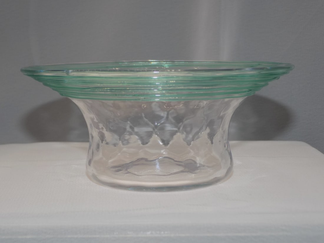 Antique Steuben Pomona green threaded art glass bowl (1 of 5)
