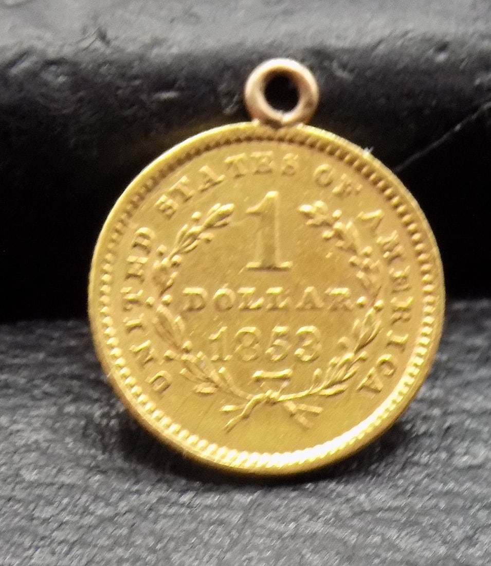 1853 1 dollar gold coin love token (1 of 3)