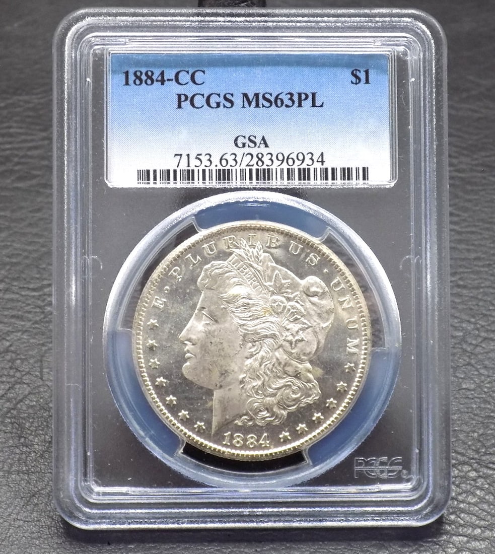 Uncirculated 1884 CC silver dollar MS63 proof like graded by PCGS (1 of 4)