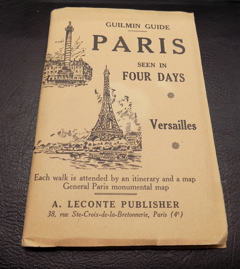 Rare 1863 Paris Travel Guide with Monumental Map: Rare 1863 Paris Travel Guide with Monumental Map. Please see photos for condition. Great quality and detail. Booklet 6 1/8 x 4 1/8. Map size 3 ounces. For in house shipping, please call Mike at Thrift