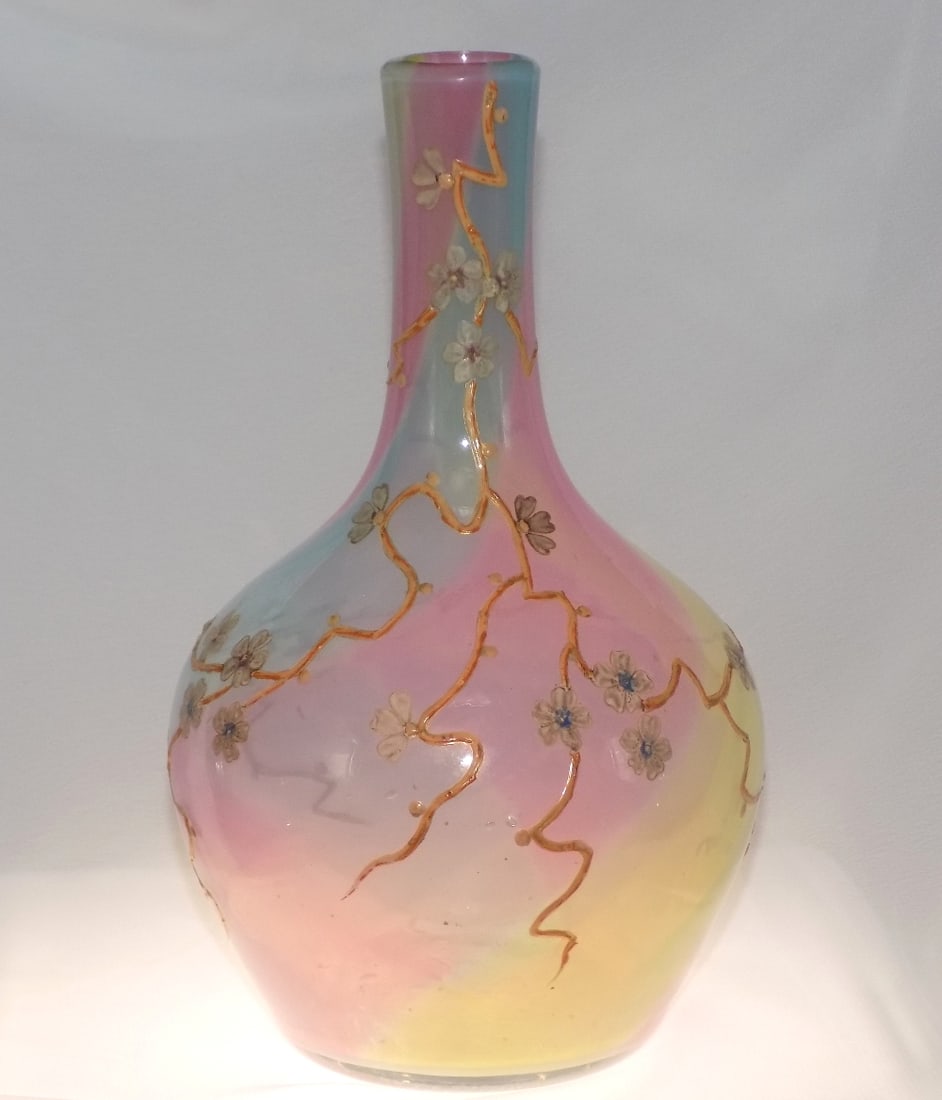 Hard to find Loetz rainbow art glass decorated vase (1 of 7)