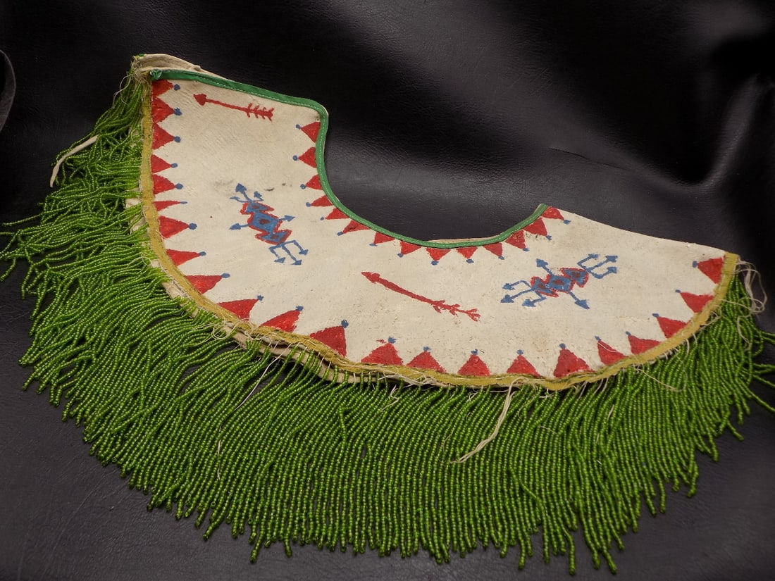 Antique Native American Indian beaded hand painted dress yoke (1 of 6)