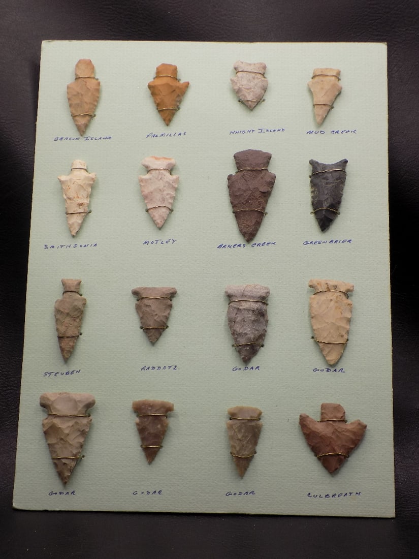 Antique Native American Indian arrow head display (1 of 7)