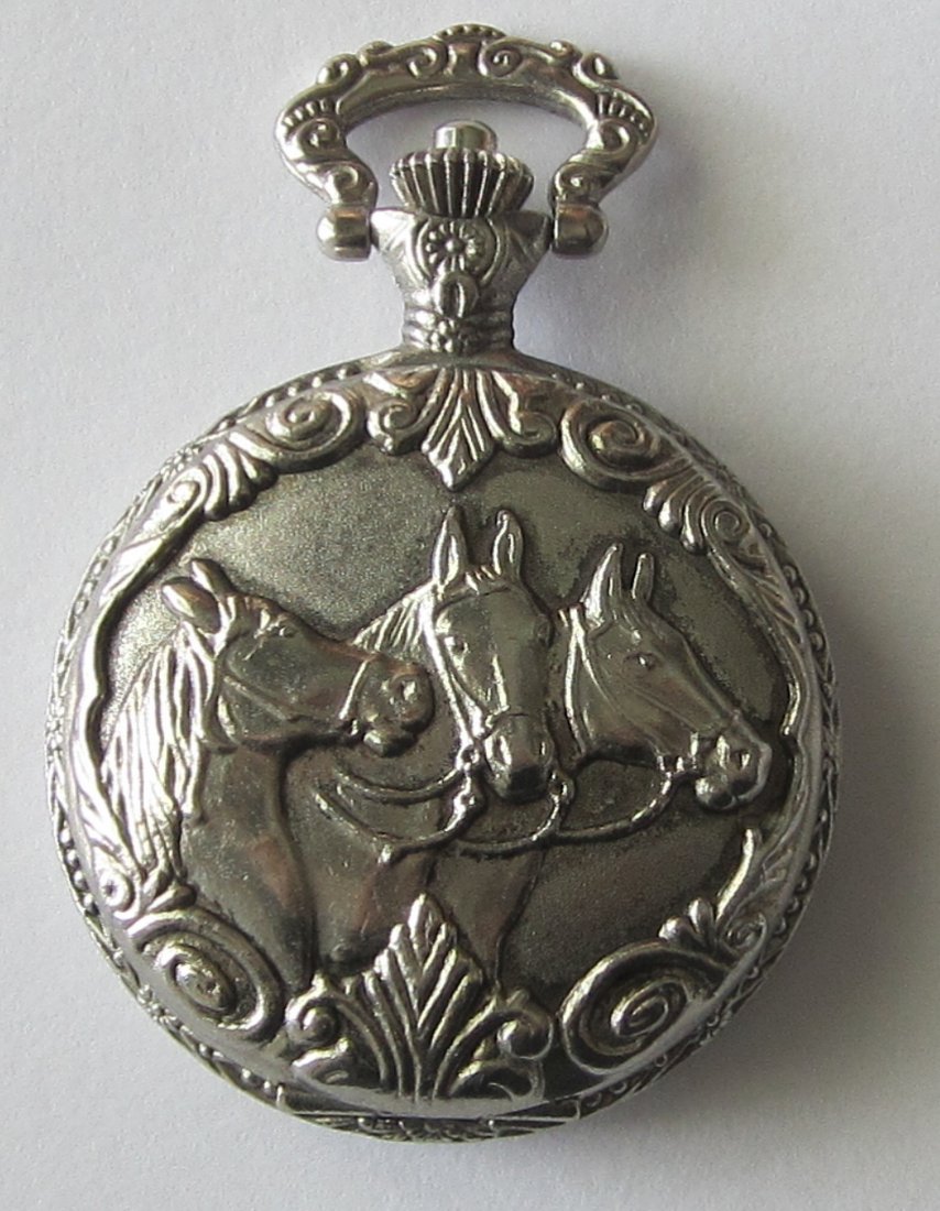 Fancy Pocket Watch With Embossed Horses.