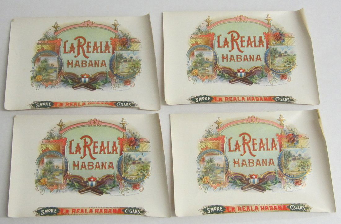 4 vintage unused cigar labels La Reala Habana, early: 4 vintage unused cigar labels , La Reala Habana, early 1900's, Measure 10 by 6 inches