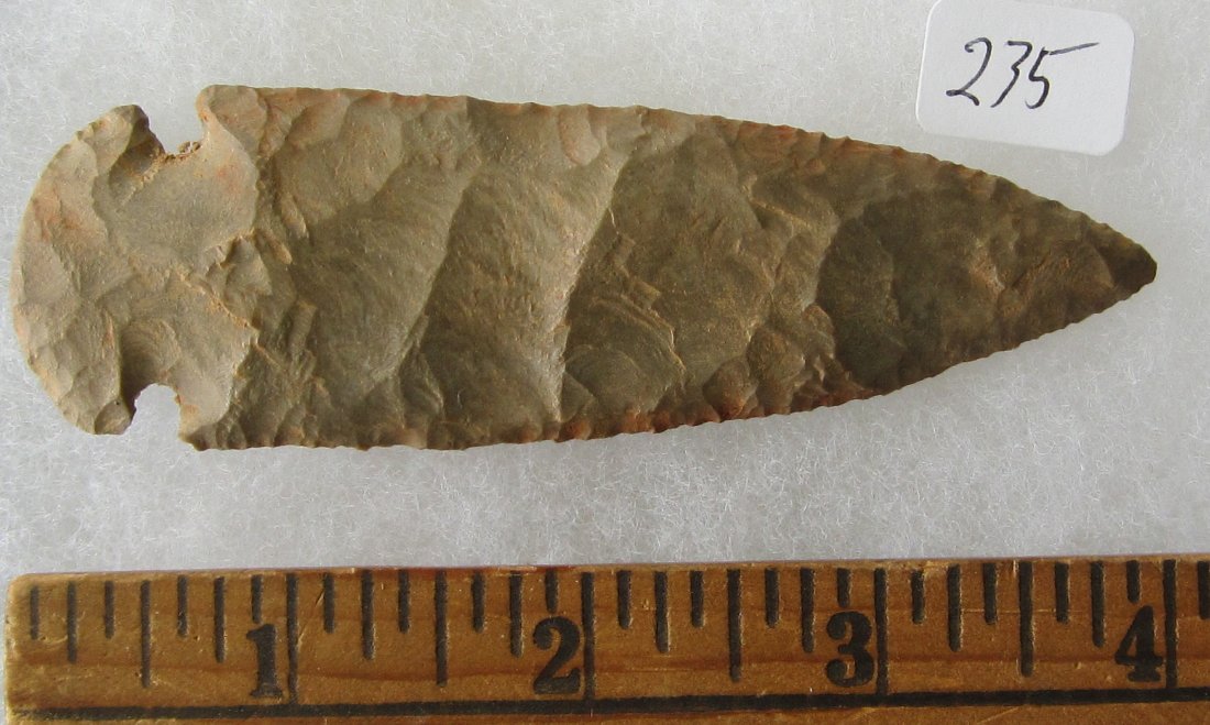 Great Stone 4 inch Arrow Head or Spear Head. In good: Geat Stone 4 inch Arrow Head or Spear Head. . In good condition as shown in photos. They are all sold with no provenance as I do not know what to call them, you will be the expert