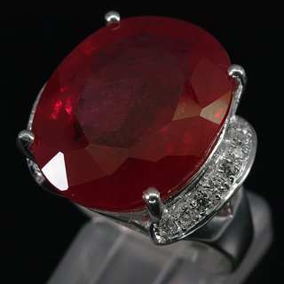 MAGNIFICENT 20.5 ct.RED PINK RUBY & SAPPHIRE REAL 925: MAGNIFICENT 20.5 ct.RED PINK RUBY & SAPPHIRE REAL 925 STERLING SILVER RING. Sz7
