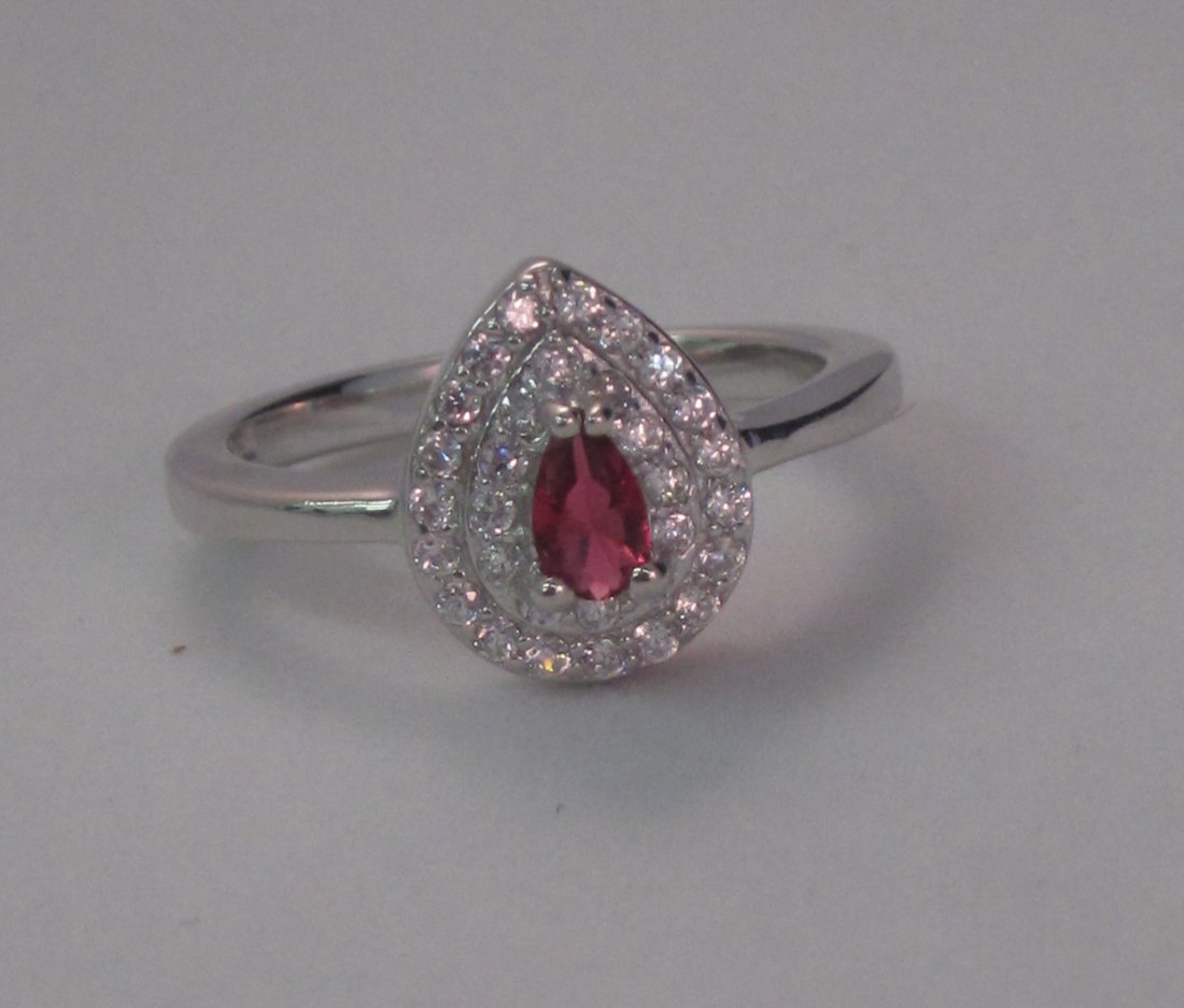 Natural ruby and white sapphire 925 sterling ring. Sz.: Natural ruby and white sapphire 925 sterling ring. Sz. 6