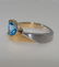 14K Two-Tone Blue Topaz Ring.