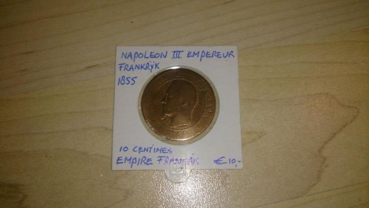 10 cent Napoleon lll, Frankrijk 1855: 10 cent Napoleon lll, Frankrijk 1855